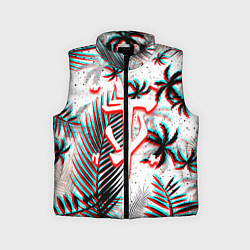 Детский жилет Doom тропики глитч, цвет: 3D-черный