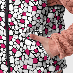 Детский жилет Мелкий красно белый мозаичный узор на черном, цвет: 3D-черный — фото 2