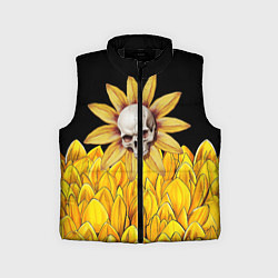Детский жилет Череп в желтых цветах, цвет: 3D-черный