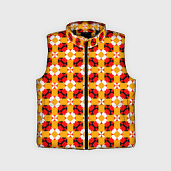 Детский жилет Цветочная геометрия красно-желтая, цвет: 3D-черный