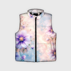 Детский жилет Нежный голубой цветочный с золотистым свечением