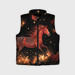 Детский жилет Огненные лошади - паттерн, цвет: 3D-черный