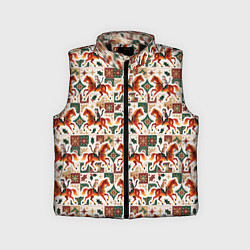 Детский жилет Винтажные коты всадники на лошади, цвет: 3D-черный