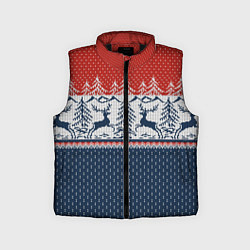 Детский жилет Вязаный узор с оленями, цвет: 3D-черный