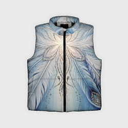 Детский жилет Ледяной перьевой орнамент со светом, цвет: 3D-черный