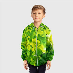Ветровка с капюшоном детская Зелёные листья, цвет: 3D-белый — фото 2