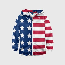 Ветровка с капюшоном детская USA Flag, цвет: 3D-белый