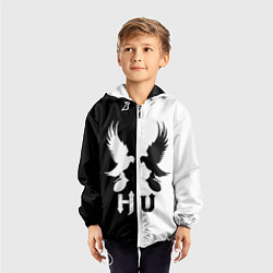 Ветровка с капюшоном детская HU: Black & White, цвет: 3D-белый — фото 2
