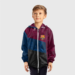 Ветровка с капюшоном детская FC Barcelona: Dark polygons, цвет: 3D-белый — фото 2