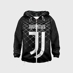 Ветровка с капюшоном детская FC Juventus: Black Lines, цвет: 3D-белый