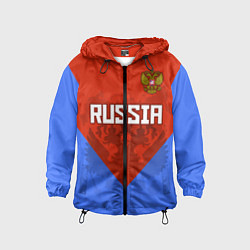 Ветровка с капюшоном детская Russia Red & Blue, цвет: 3D-черный