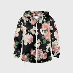 Ветровка с капюшоном детская Floral Pattern, цвет: 3D-белый