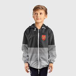Ветровка с капюшоном детская ФК Арсенал: Серый стиль, цвет: 3D-белый — фото 2