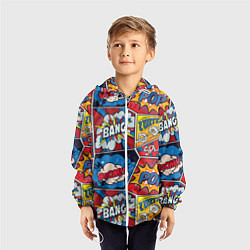 Ветровка с капюшоном детская Pop art pattern, цвет: 3D-белый — фото 2