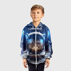 Ветровка с капюшоном детская Кот-космонавт, цвет: 3D-белый — фото 2