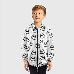 Ветровка с капюшоном детская Marshmello: White Pattern, цвет: 3D-черный — фото 2