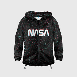 Ветровка с капюшоном детская NASA: Space Glitch, цвет: 3D-черный