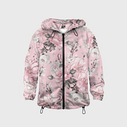 Ветровка с капюшоном детская Розовые розы, цвет: 3D-черный