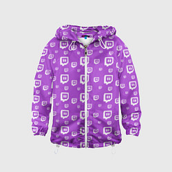 Ветровка с капюшоном детская Twitch: Violet Pattern, цвет: 3D-белый