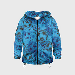 Ветровка с капюшоном детская Футбольные мячи, цвет: 3D-черный