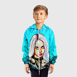 Ветровка с капюшоном детская BILLIE EILISH: Fan Art, цвет: 3D-белый — фото 2