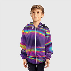 Ветровка с капюшоном детская Разноцветные волнообразные, цвет: 3D-белый — фото 2