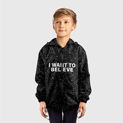 Ветровка с капюшоном детская I WANT TO BELIEVE, цвет: 3D-черный — фото 2