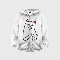 Ветровка с капюшоном детская Meme Cat, цвет: 3D-белый