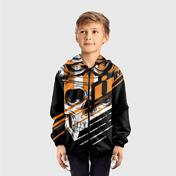 Ветровка с капюшоном детская Череп Icon оранжевый, цвет: 3D-черный — фото 2