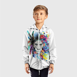 Ветровка с капюшоном детская Лев, цвет: 3D-белый — фото 2