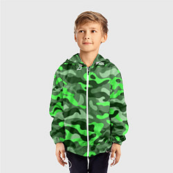 Ветровка с капюшоном детская CAMOUFLAGE GREEN, цвет: 3D-белый — фото 2