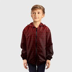Ветровка с капюшоном детская Текстура красный градиент, цвет: 3D-черный — фото 2
