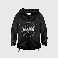 Ветровка с капюшоном детская NASA l НАСА S, цвет: 3D-черный