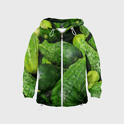 Ветровка с капюшоном детская Огурцы, цвет: 3D-белый