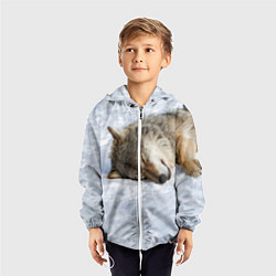 Ветровка с капюшоном детская Спящий Волк, цвет: 3D-белый — фото 2