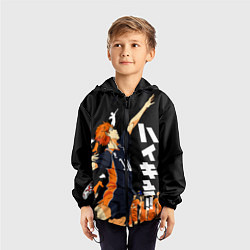 Ветровка с капюшоном детская ВОЛЕЙБОЛ!! HAIKYUU!!, цвет: 3D-черный — фото 2