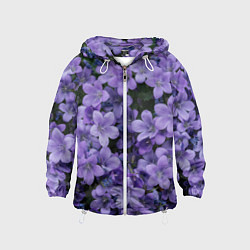 Ветровка с капюшоном детская Фиолетовый цвет весны, цвет: 3D-белый
