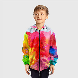 Ветровка с капюшоном детская Брызги краски, цвет: 3D-черный — фото 2