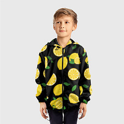 Ветровка с капюшоном детская Лимоны на чёрном, цвет: 3D-черный — фото 2