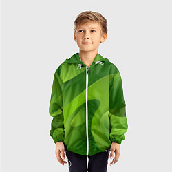 Ветровка с капюшоном детская 3d Green abstract, цвет: 3D-белый — фото 2