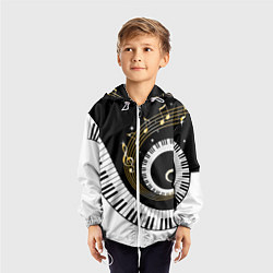 Ветровка с капюшоном детская МУЗЫКАЛЬНЫЙ УЗОР, цвет: 3D-белый — фото 2