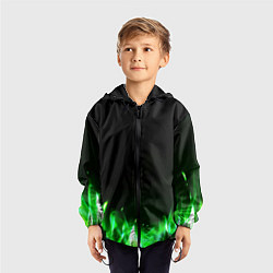 Ветровка с капюшоном детская Зеленый огонь, цвет: 3D-черный — фото 2