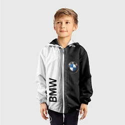 Ветровка с капюшоном детская Black and White BMW, цвет: 3D-белый — фото 2