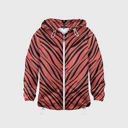 Ветровка с капюшоном детская Полосатый тигровый узор, цвет: 3D-белый