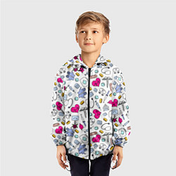 Ветровка с капюшоном детская Медицинский паттерн, цвет: 3D-черный — фото 2