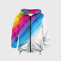 Ветровка с капюшоном детская РАДУЖНЫЕ ПОЛОСЫ RAINBOW Z, цвет: 3D-черный
