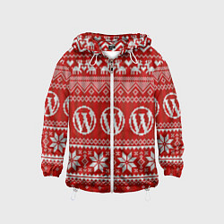 Ветровка с капюшоном детская Вязаный рисунок, цвет: 3D-белый