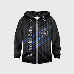 Ветровка с капюшоном детская MERCEDES LOGO NEON, цвет: 3D-белый