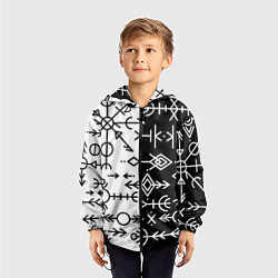 Ветровка с капюшоном детская ДРЕВНИЕ СЛАВЯНСКИЕ РУНЫ, цвет: 3D-черный — фото 2