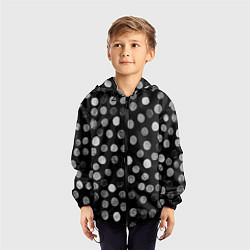 Ветровка с капюшоном детская Кружочки на черном фоне, цвет: 3D-черный — фото 2